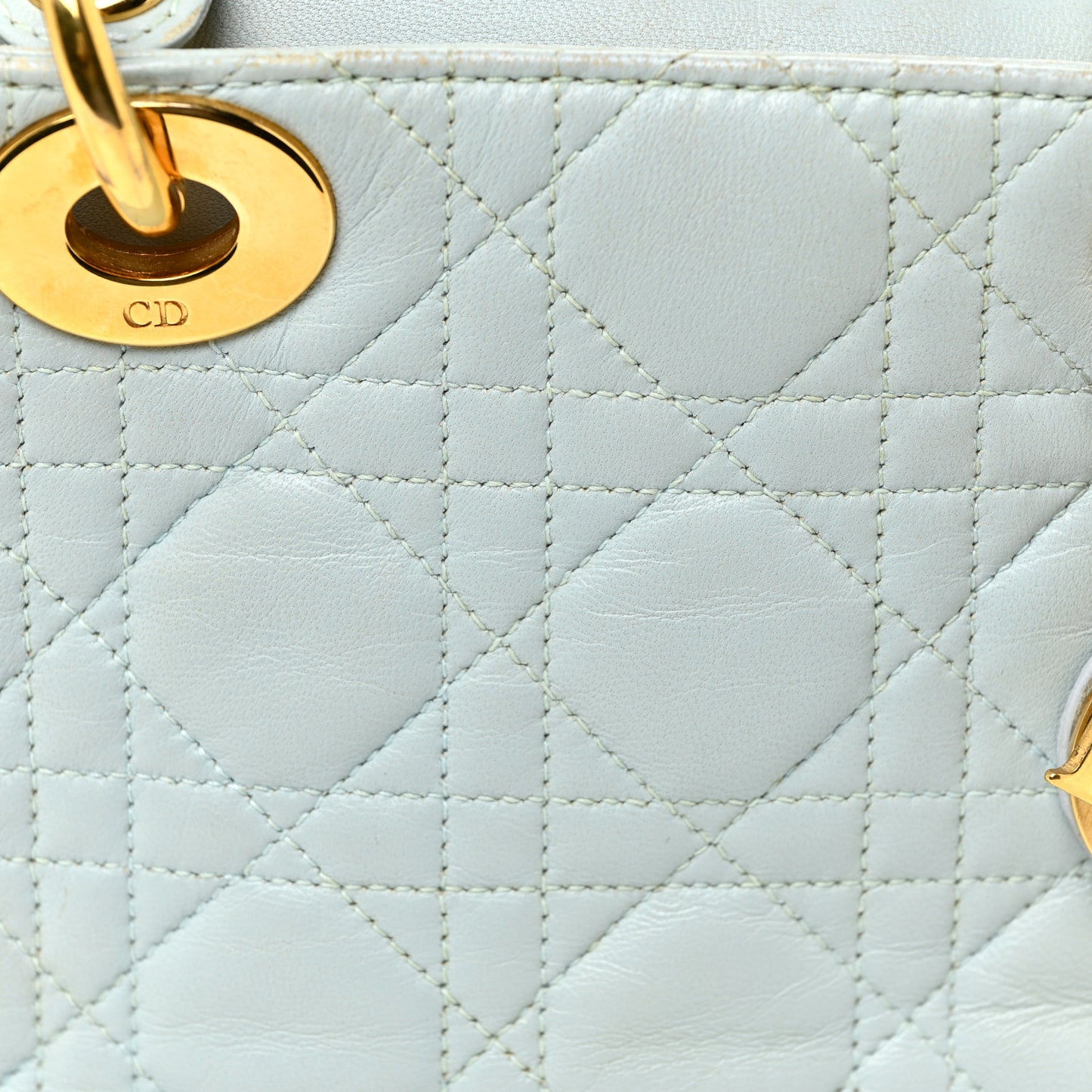 Lambskin Cannage Mini Lady Dior Light Blue