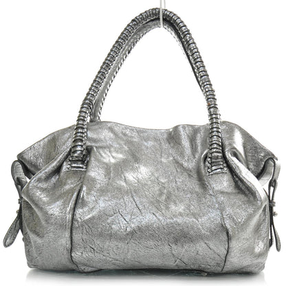 FASHIONPHILE SALVATOREFERRAGAMOLeatherShoulderBagMetallicSilver 1 of 7