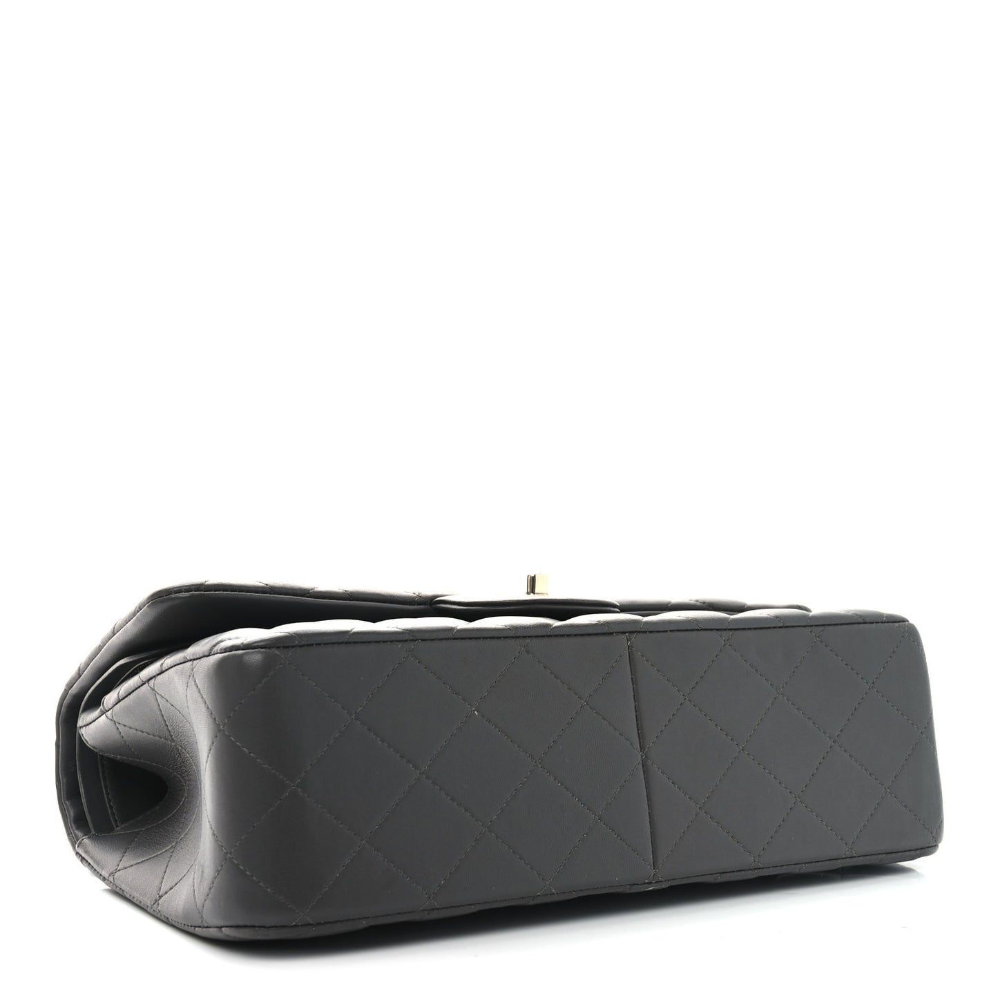 Lambskin Quilted Jumbo Double Flap Dark Grey