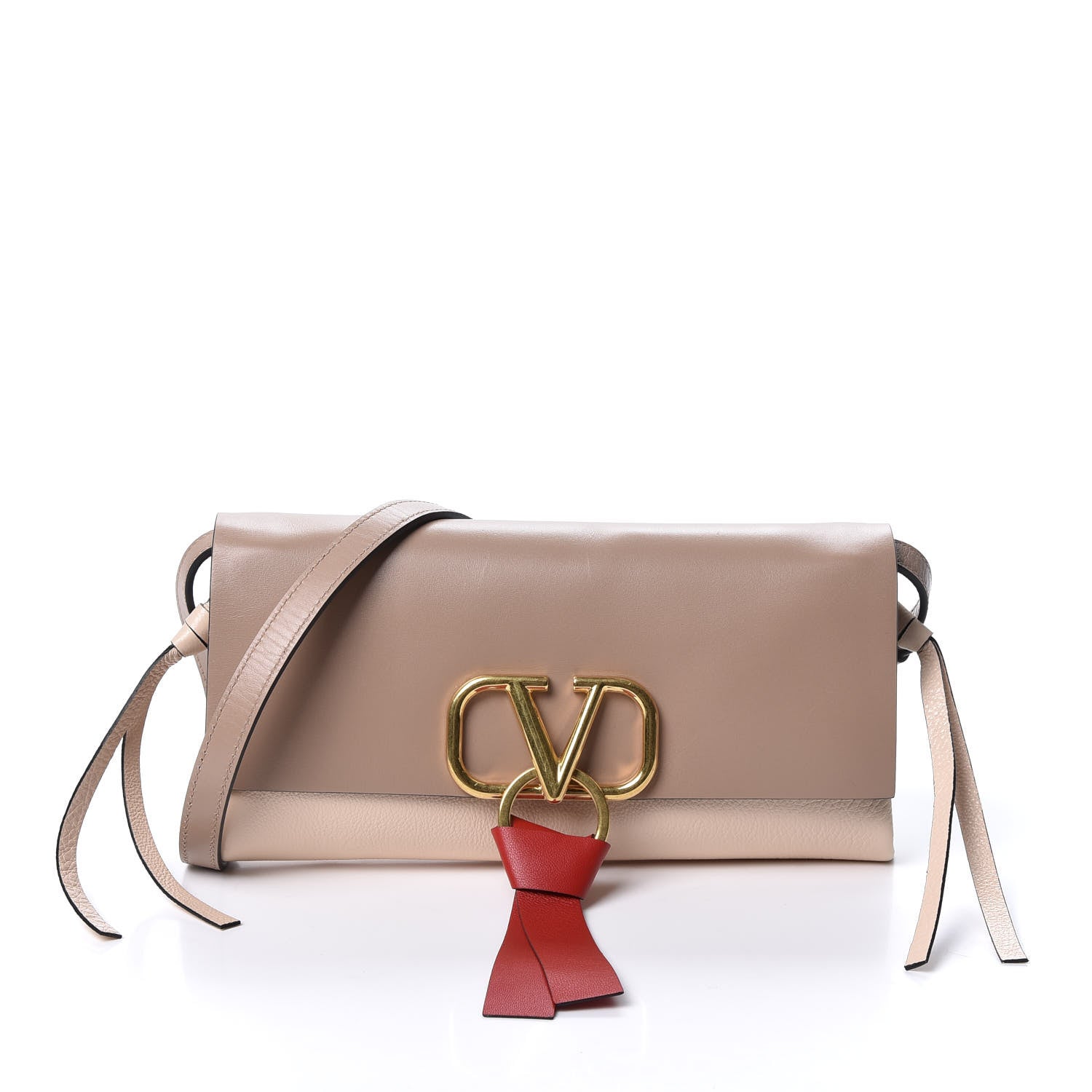 Valentino Garavani Smooth Calfskin VRing Crossbody Bag Rose Cannelle Light Ivory 1 of 9