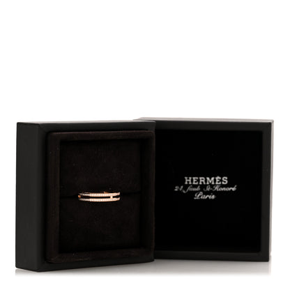 Hermes 18K Rose Gold Diamond Ariane Wedding Band Ring 53 6.5 5 of 5