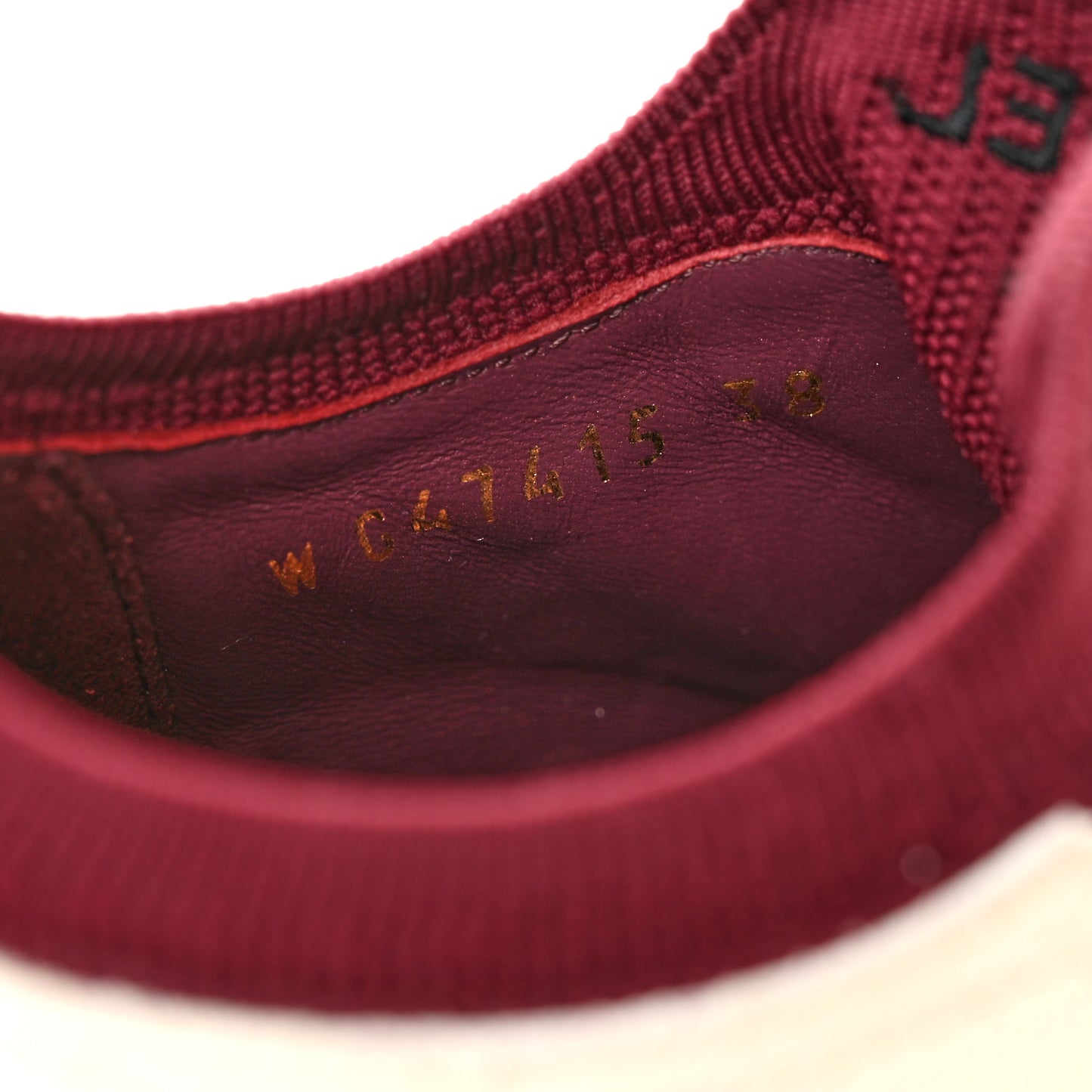 Suede Mixed Fibers Knit Womens CC Sneakers 38 Ivory Burgundy