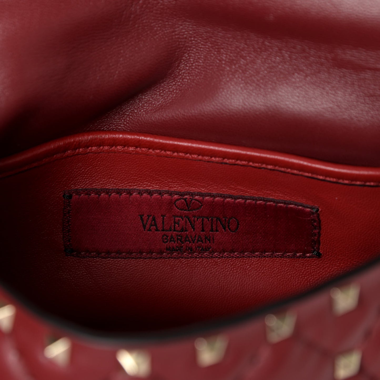 Nappa Small Rockstud Spike Shoulder Bag Rubino