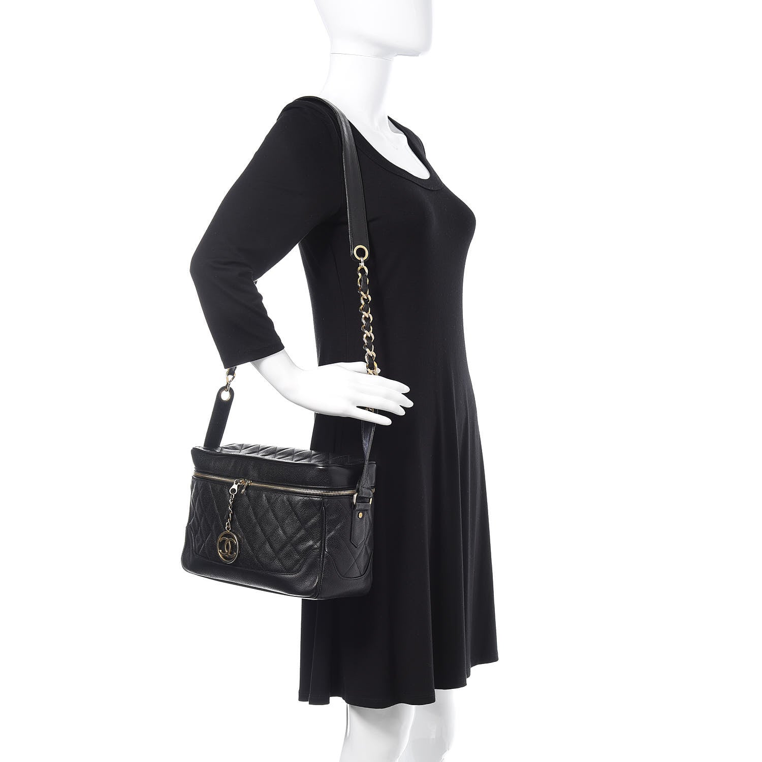 Chanel Caviar Quilted Vanity Train Case Shoulder Bag Black 2 of 22