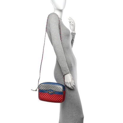 Gucci Laminated Nappa Trapuntata Small Zumi Shoulder Bag Rosso Marine Argento 2 of 10