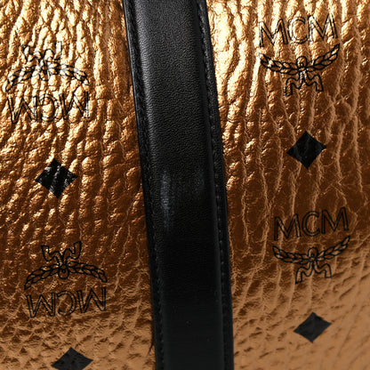 MCM Metallic Visetos Traveler Weekender Duffle Bag Gold 12 of 15