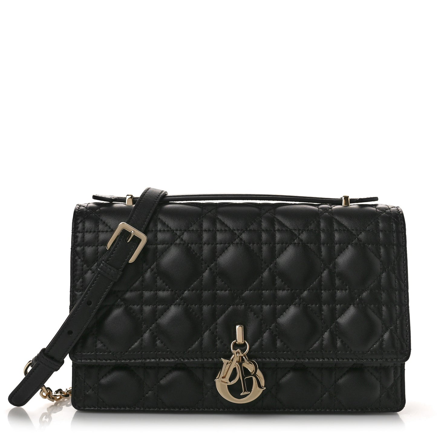 Lambskin Cannage Miss Dior Top Handle Bag Black