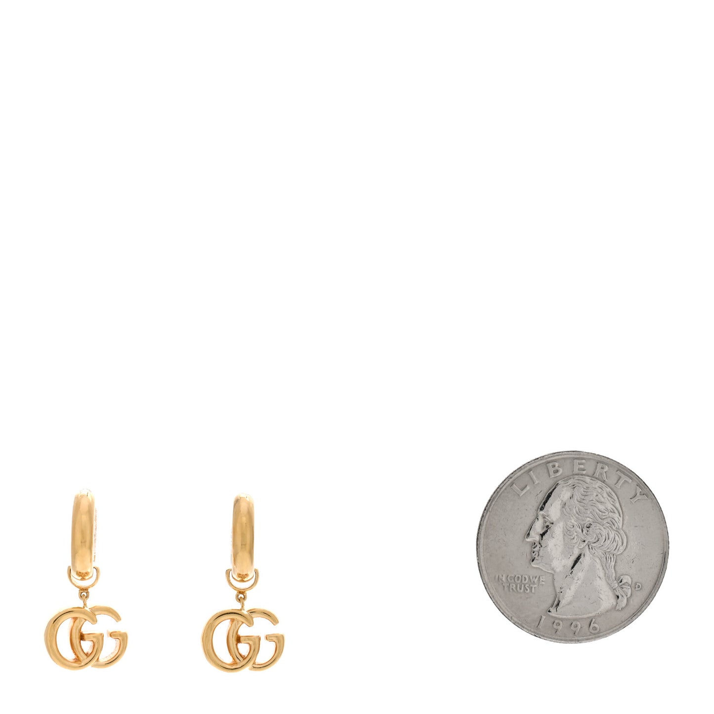 18K Yellow Gold Running G Drop Hoop Earrings