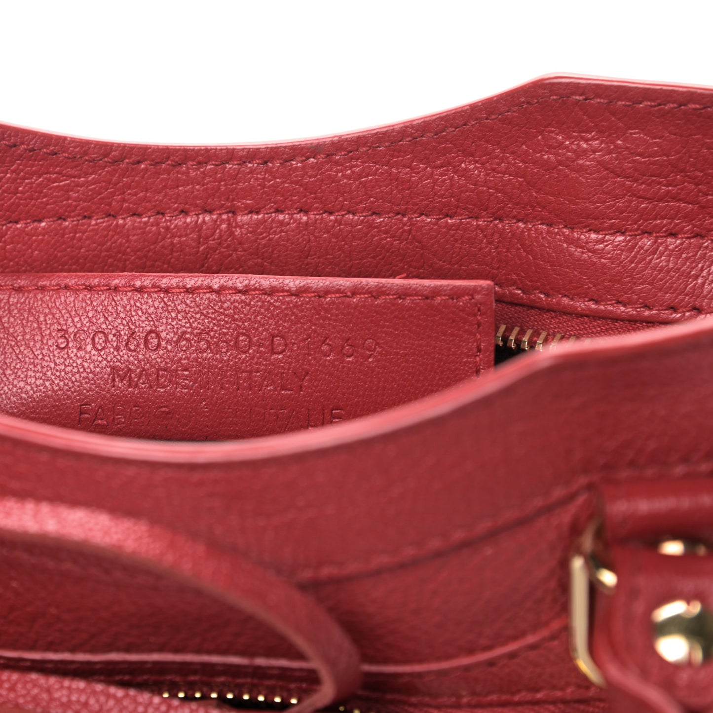 Chevre Gold Metallic Edge Hardware Mini City Rouge Grenade