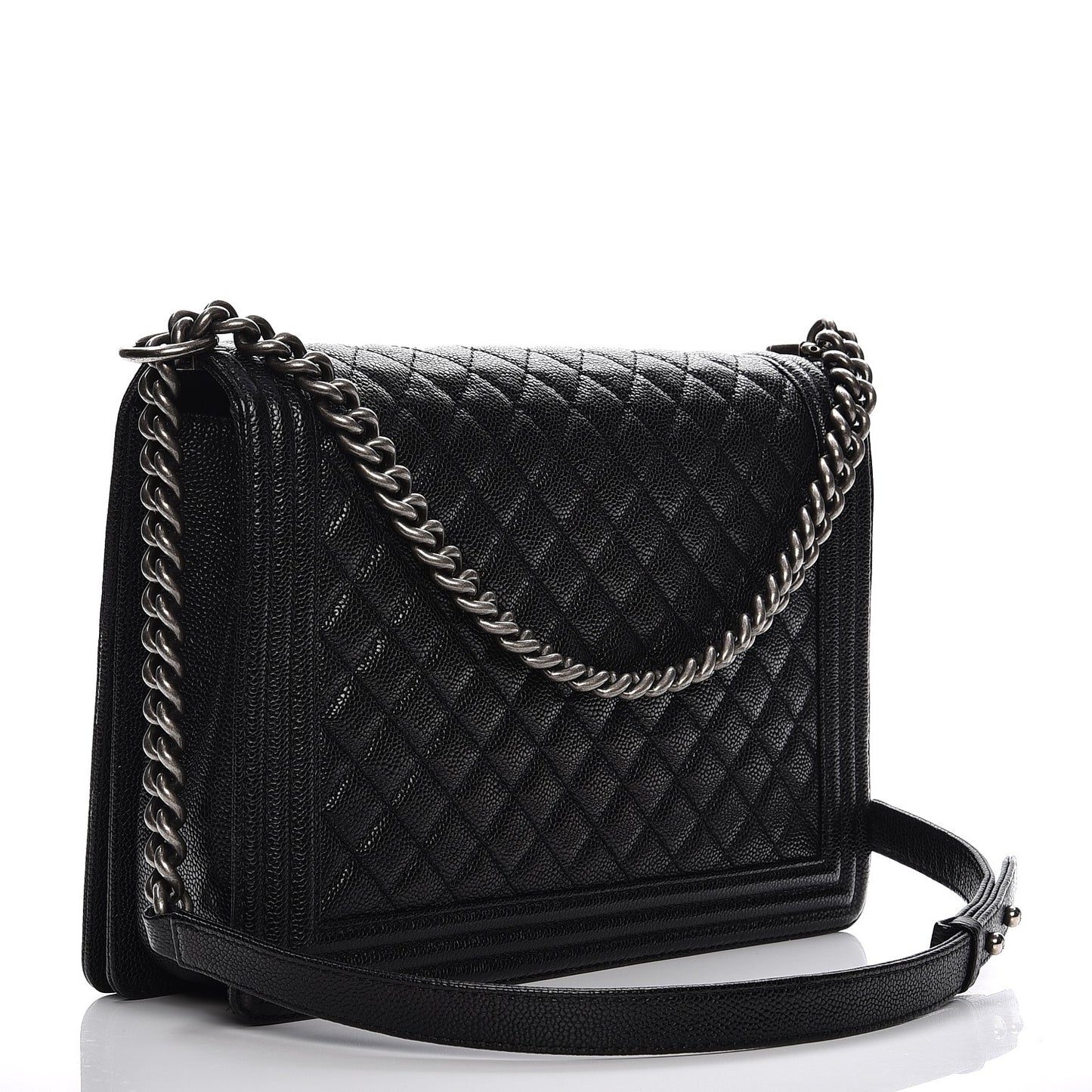 Caviar Quilted Large Boy Flap Black