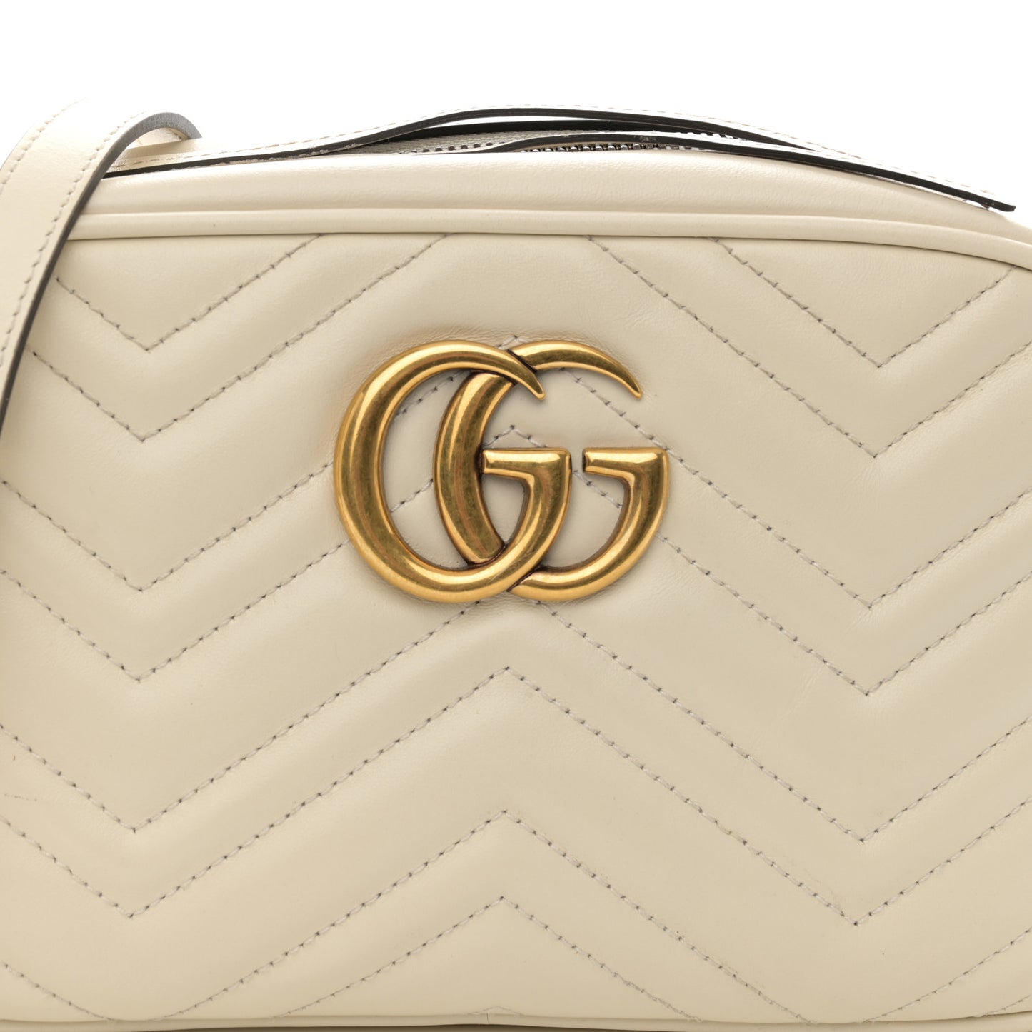 Calfskin Matelasse Small GG Marmont Chain Shoulder Bag White