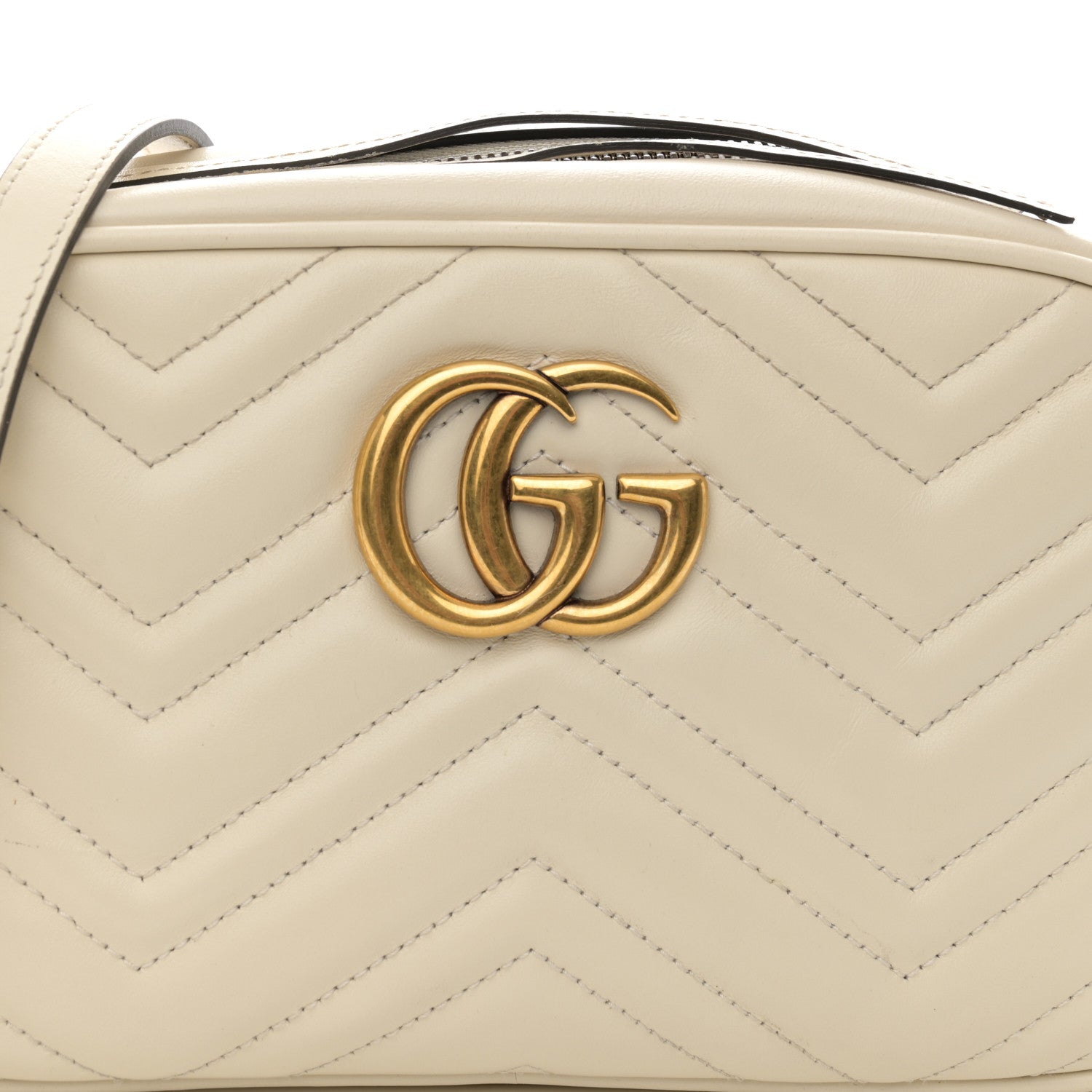 Gucci Calfskin Matelasse Small GG Marmont Chain Shoulder Bag White 8 of 11