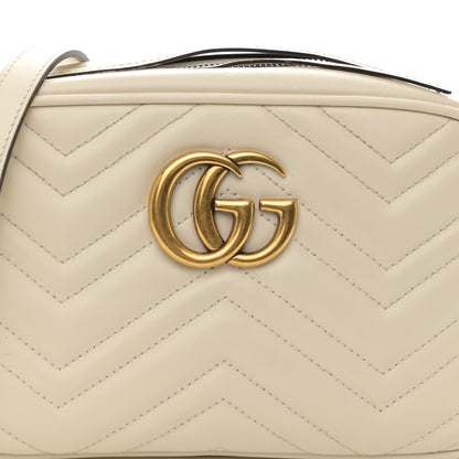 Gucci Calfskin Matelasse Small GG Marmont Chain Shoulder Bag White 8 of 11
