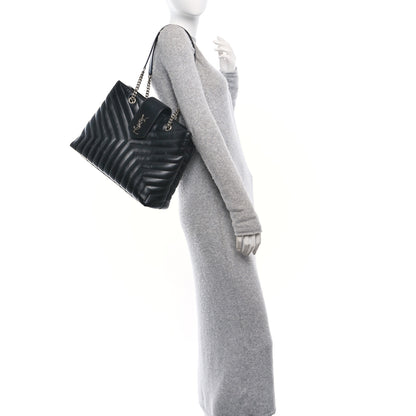 Saint Laurent Calfskin Y Quilted Monogram Large Loulou Shopper Black 2 of 10