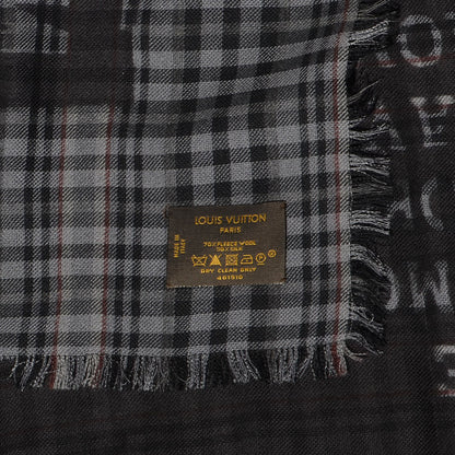 Louis Vuitton Mens Fleece Wool Silk Trunks Shawl Gris Rouge 4 of 5