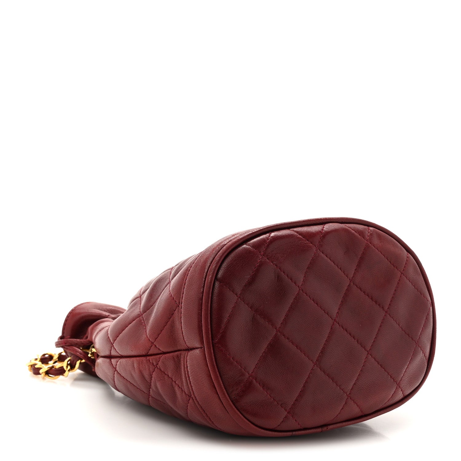 Chanel Lambskin Quilted Tassel Drawstring Pouch Red 4 of 13