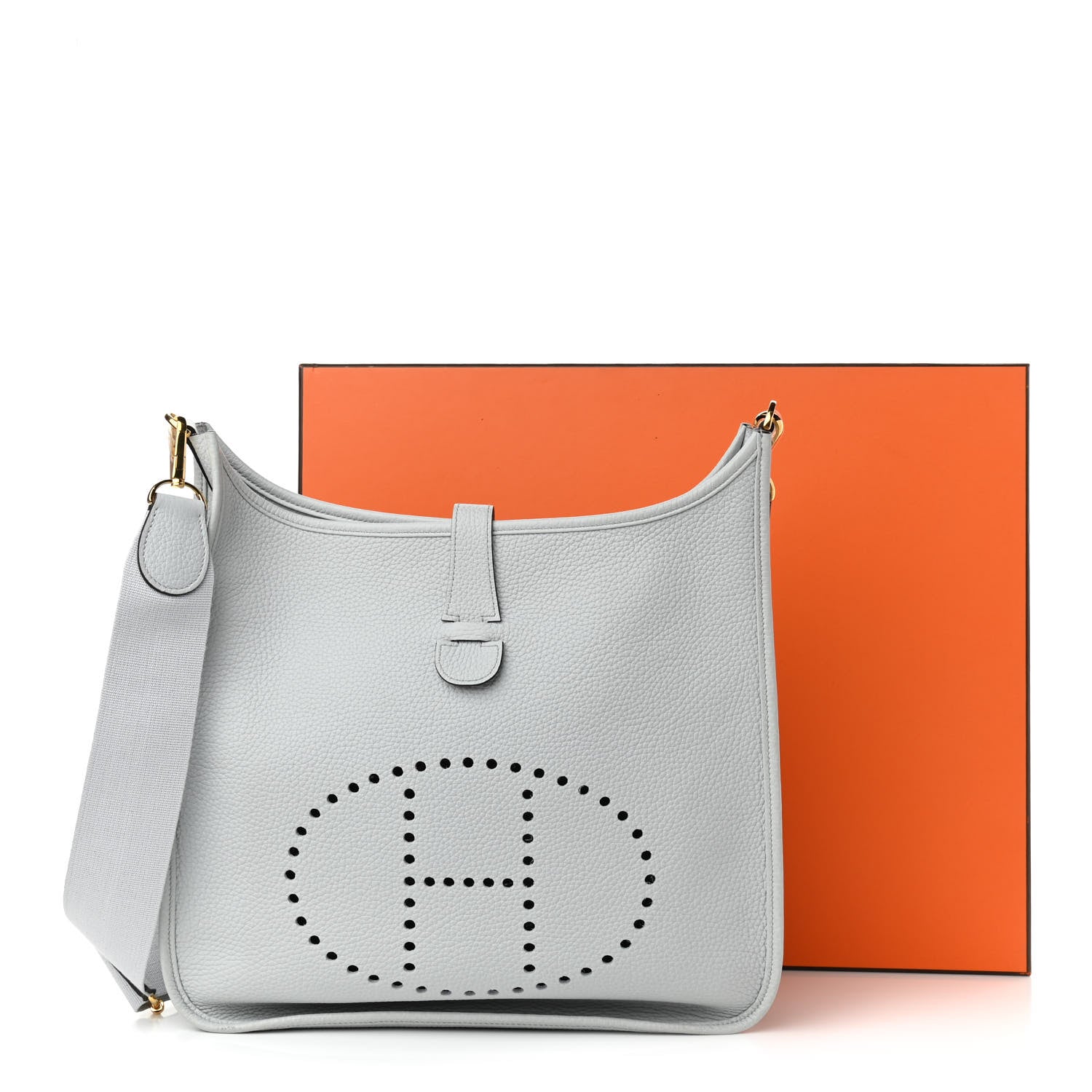 Hermes Taurillon Clemence Evelyne III GM Bleu Pale 11 of 11