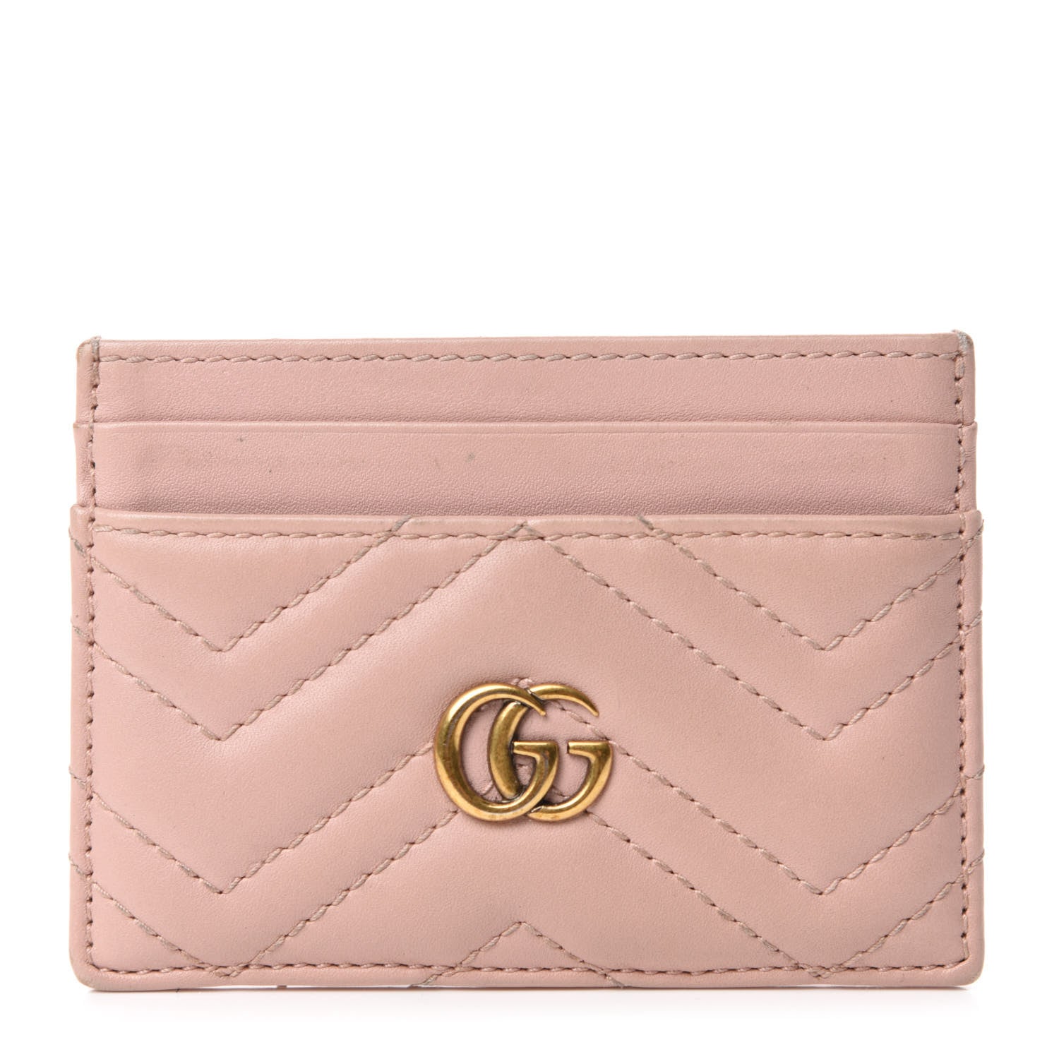 Gucci Calfskin Matelasse GG Marmont Card Holder Perfect Pink 1 of 6