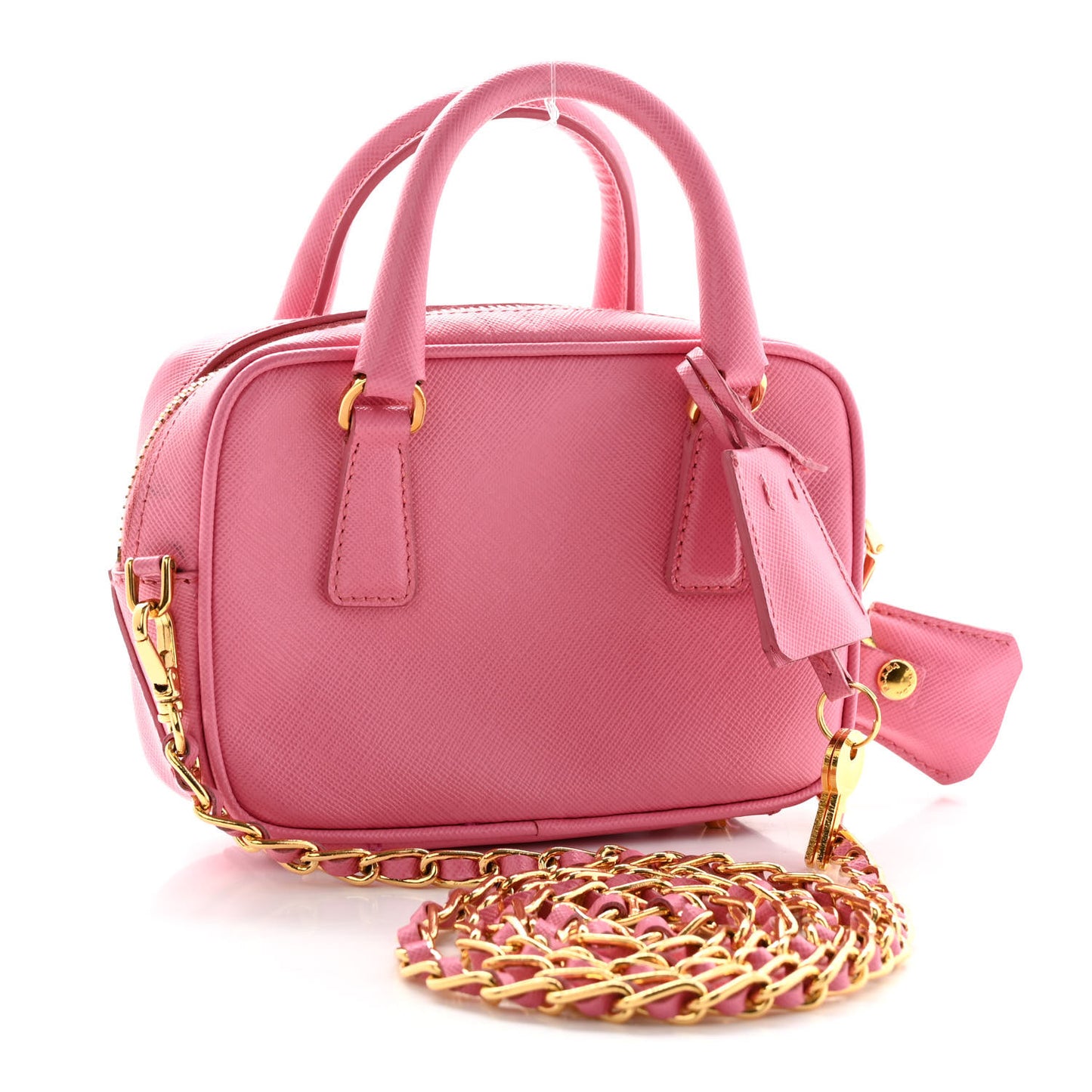 Saffiano Lux Mini Top Handle Crossbody Bag Geranio