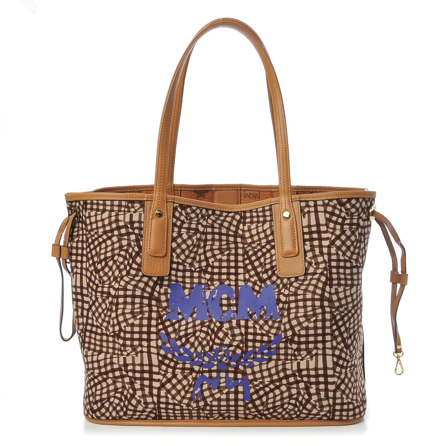 MCM Visetos Medium Liz Reversible Shopper Tote Cognac 4 of 15