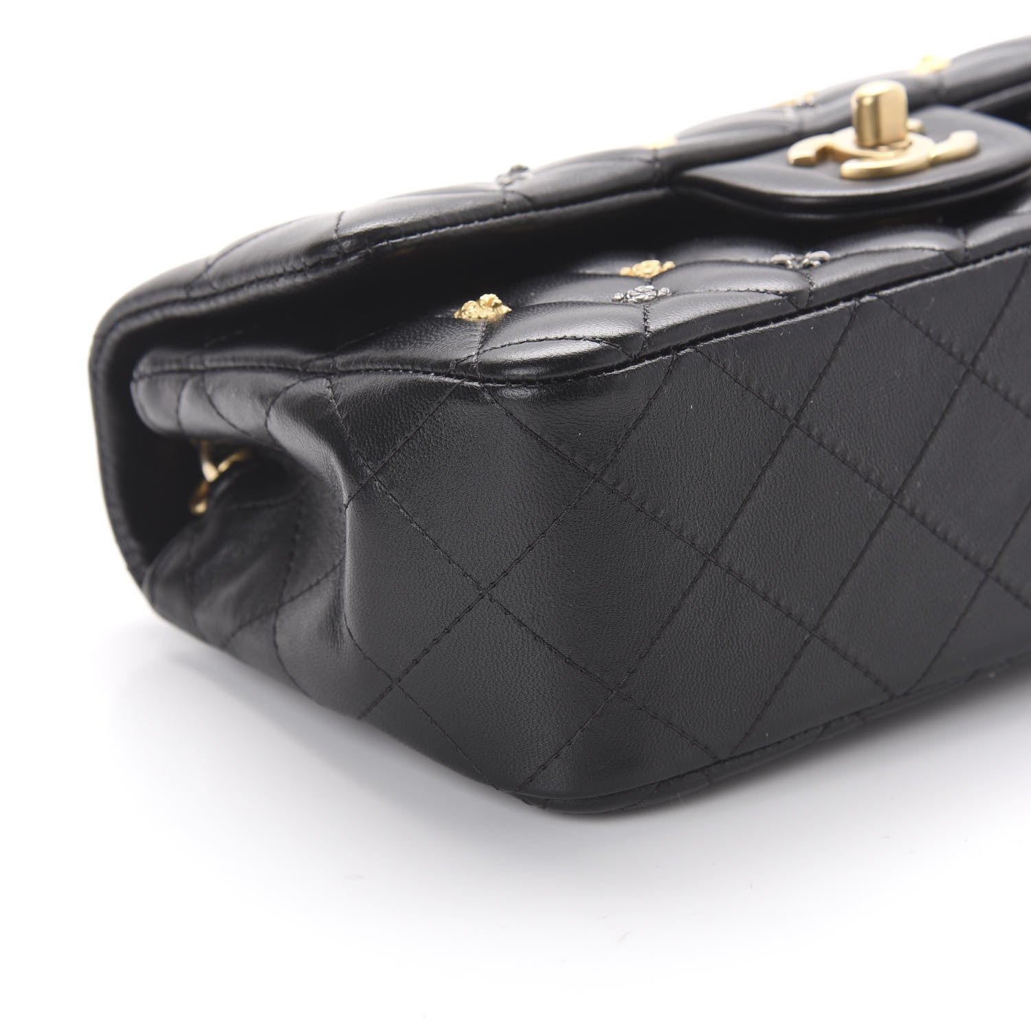 Chanel Lambskin Quilted Studded Mini Rectangular Flap Black 6 of 11