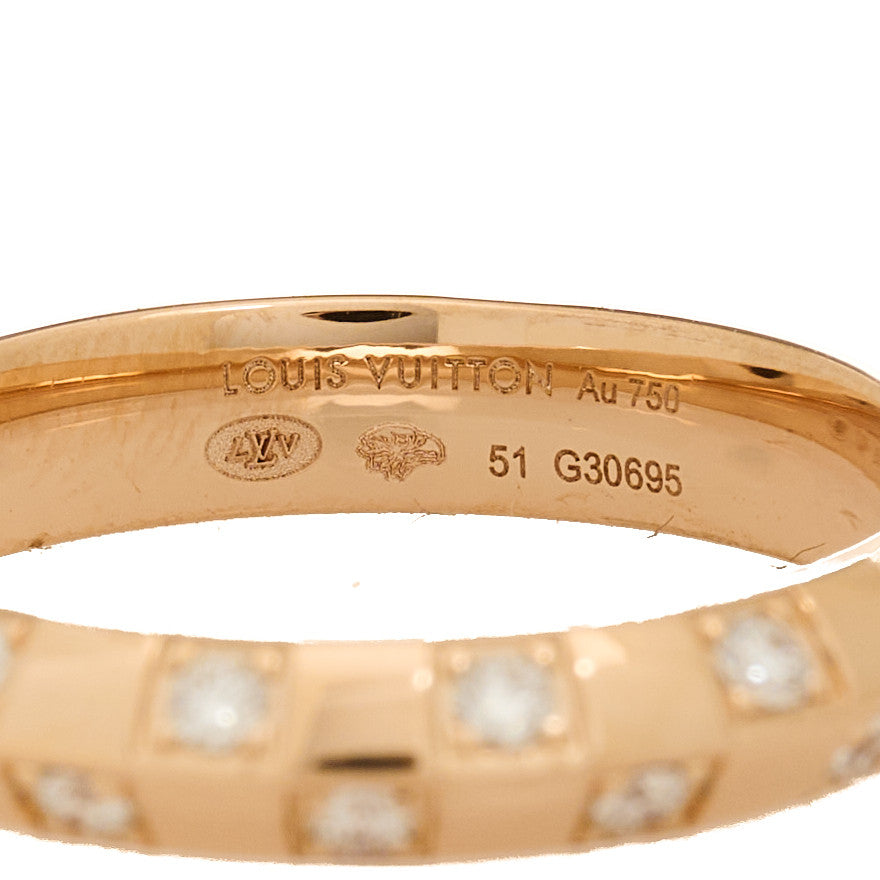 Louis Vuitton 18K Pink Gold Diamond Le Damier Ring 51 5.75 4 of 5
