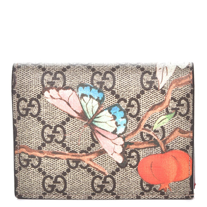 Gucci GG Supreme Monogram Tian Card Case Beige Multicolor Red 1 of 9