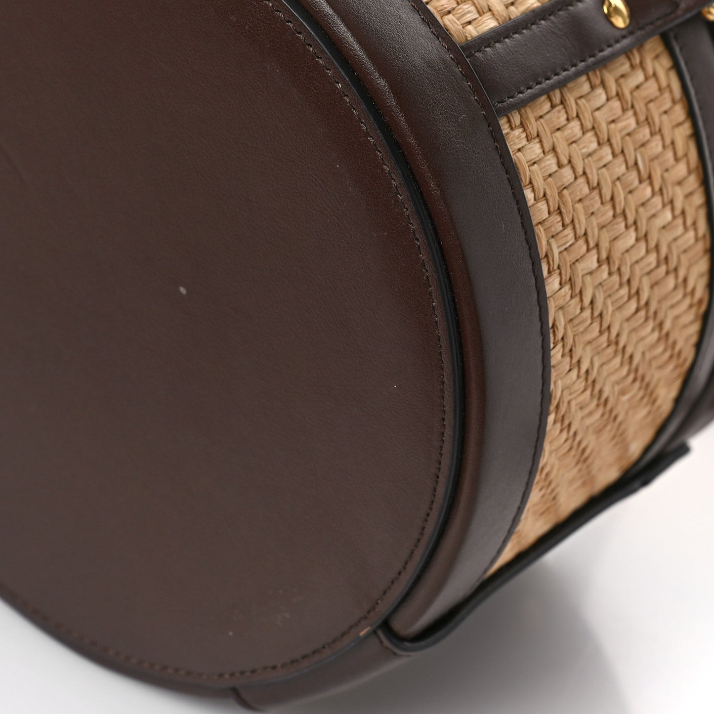 Raffia Calfskin Triomphe Medium Tambour Bag Natural