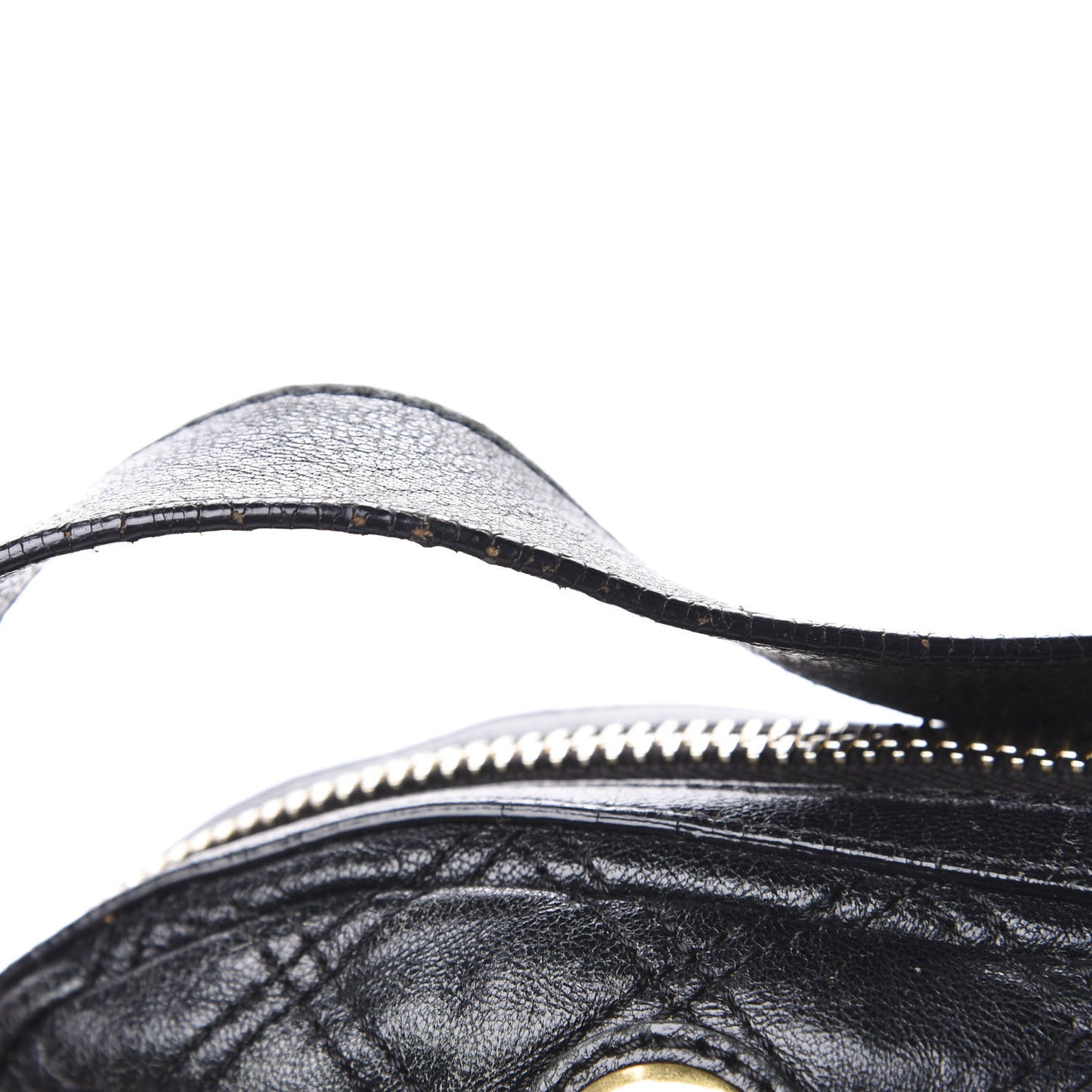Lacquered Goatskin Quilted Karlie Satchel Black