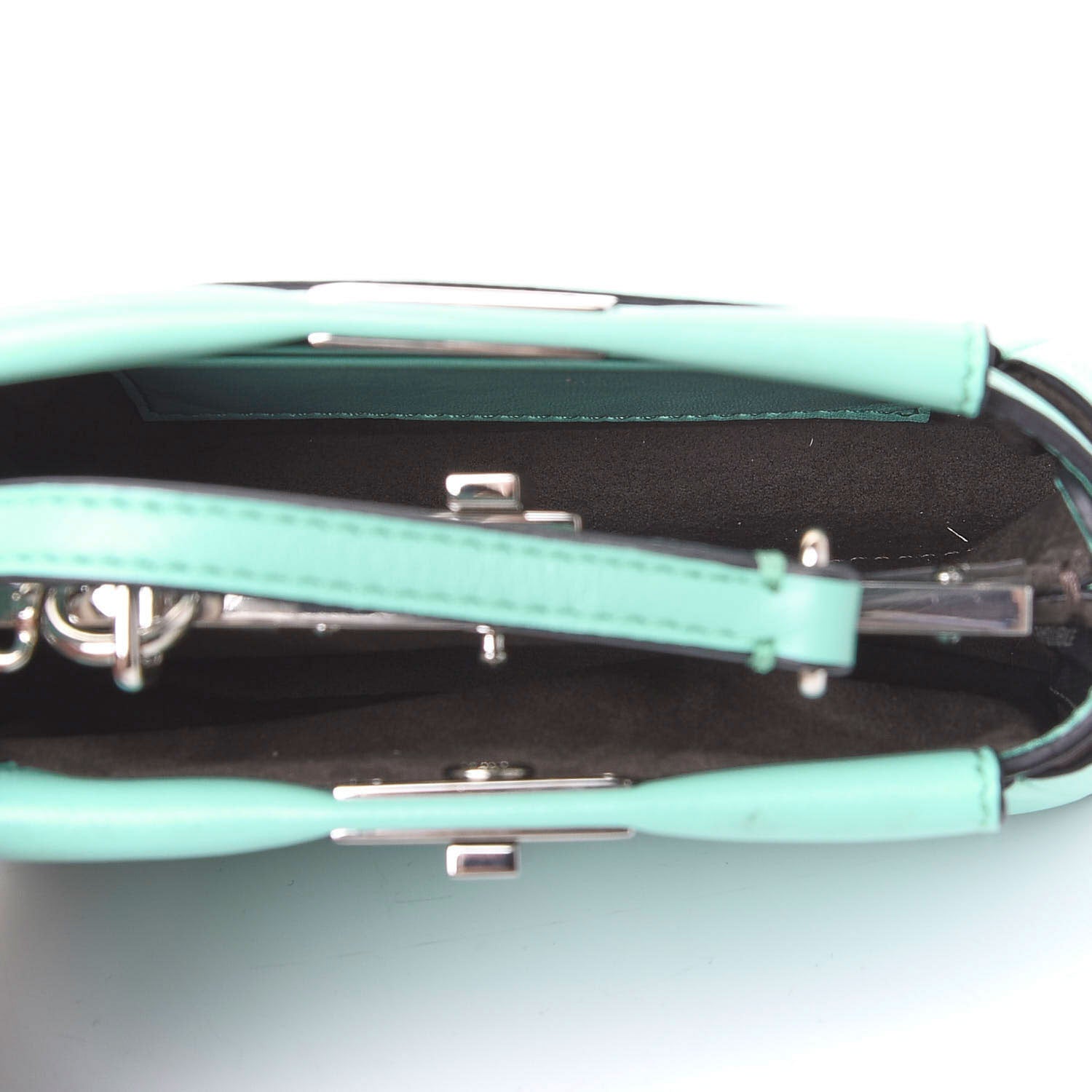 Fendi Shiny Nappa Micro Peekaboo Iconic Satchel Turchese Egiz 4 of 8