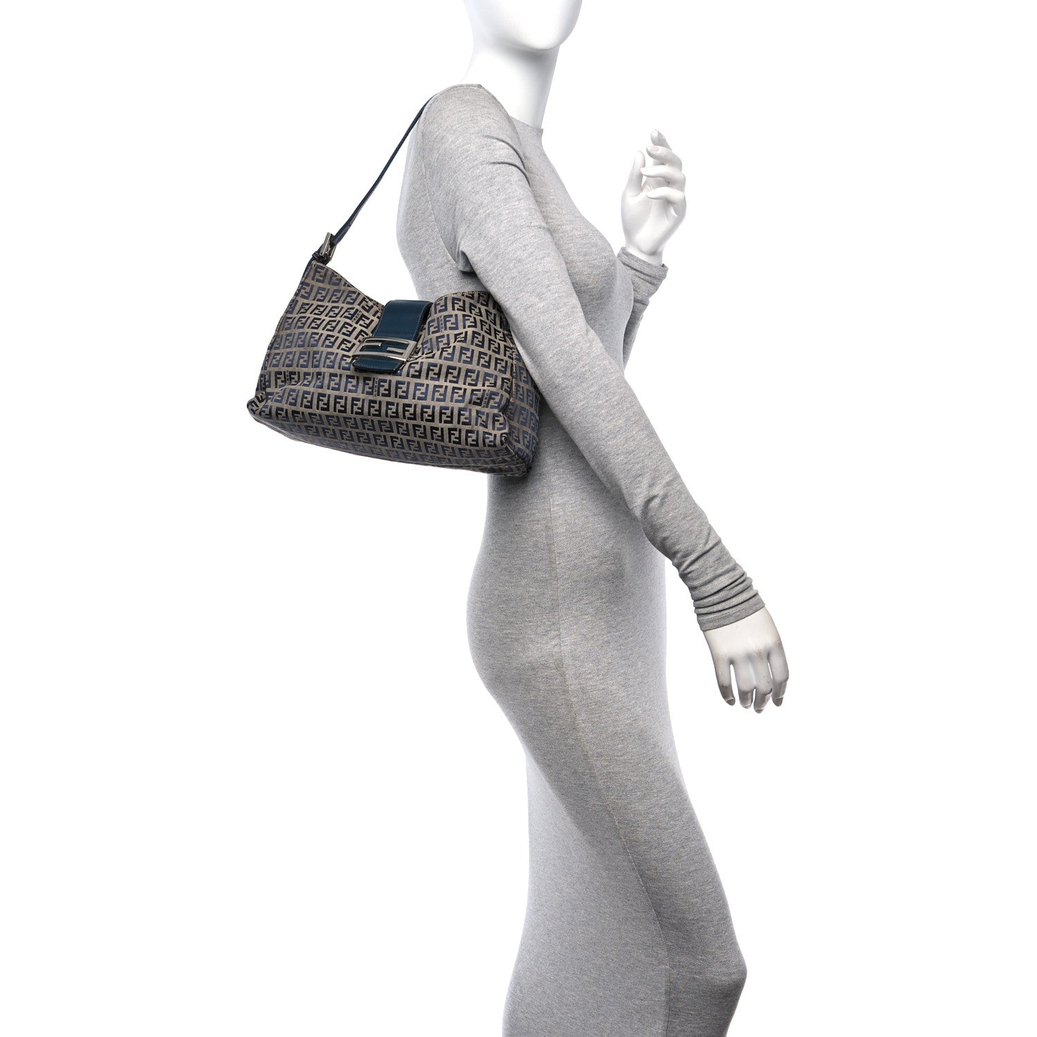 Fendi Zucchino Shoulder Bag Blue 2 of 12