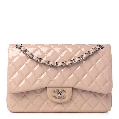 Chanel Patent Quilted Jumbo Double Flap Light Pink 1 of 9