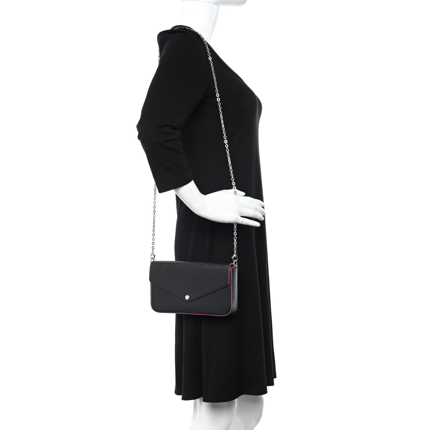 Epi Pochette Felicie Black Hot Pink
