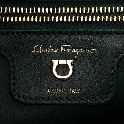 Salvatore Ferragamo Calfskin Thalia Flap Top Handle Satchel Dark Green 6 of 11