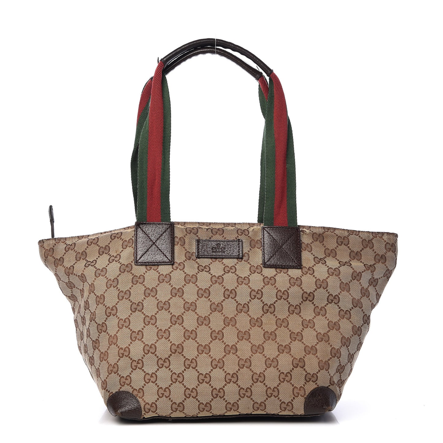 GG Monogram Medium Web Handle Bucket Tote Dark Brown