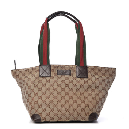 Gucci GG Monogram Medium Web Handle Bucket Tote Dark Brown 1 of 26