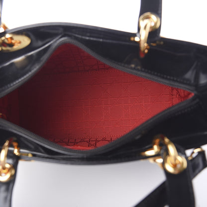 Christian Dior Patent Medium Lady Dior Black 4 of 9