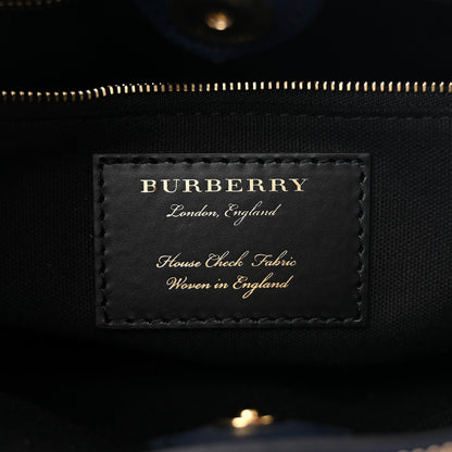 Burberry Derby Calfskin House Check Medium Banner Tote Ink Blue 6 of 13
