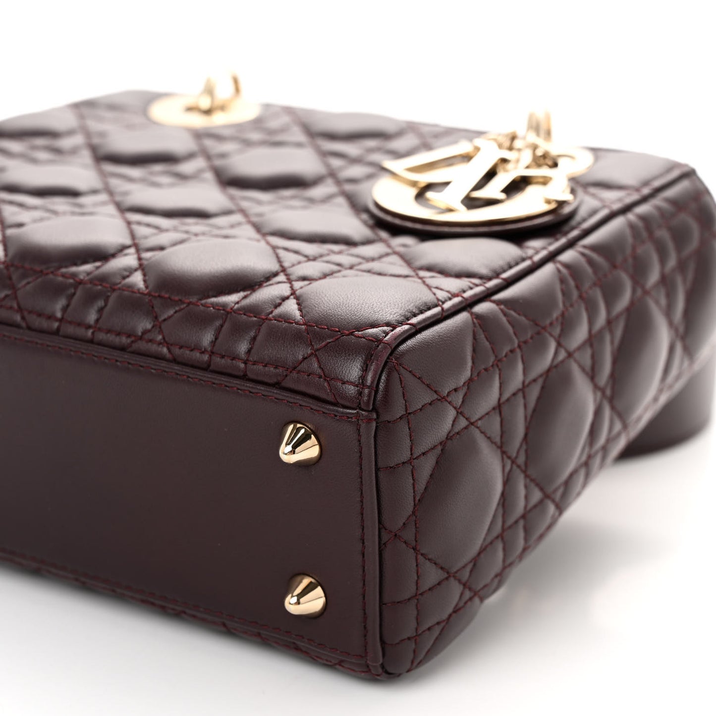 Lambskin Cannage Small Lucky Badges My Lady Dior Burgundy