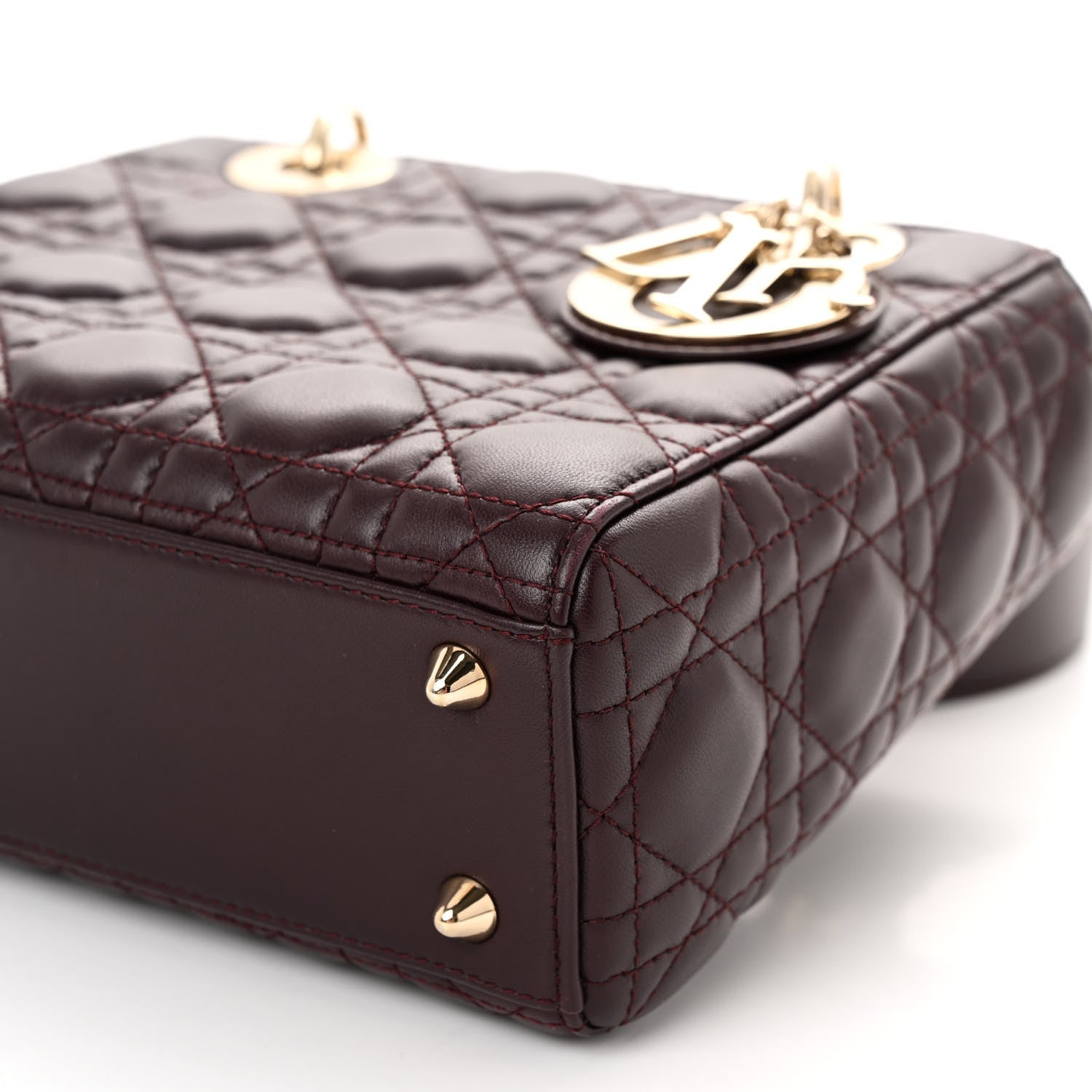Christian Dior Lambskin Cannage Small Lucky Badges My Lady Dior Burgundy 9 of 10