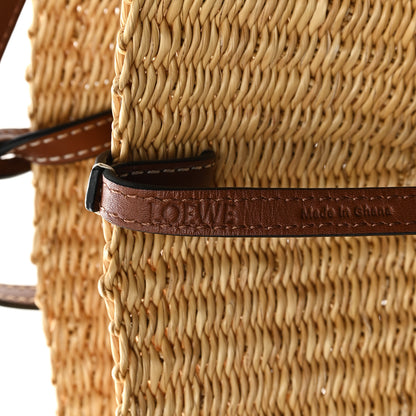 Loewe Raffia Calfskin Shell Basket Tote Natural Pecan 6 of 10