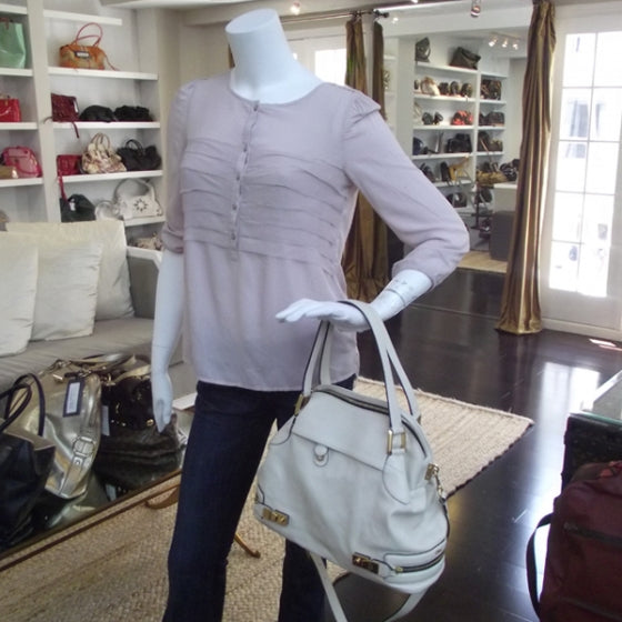 Leather Cary Medium Satchel Milk