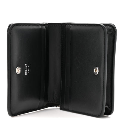 Celine Shiny Calfskin Triomphe Compact Wallet Black 5 of 10