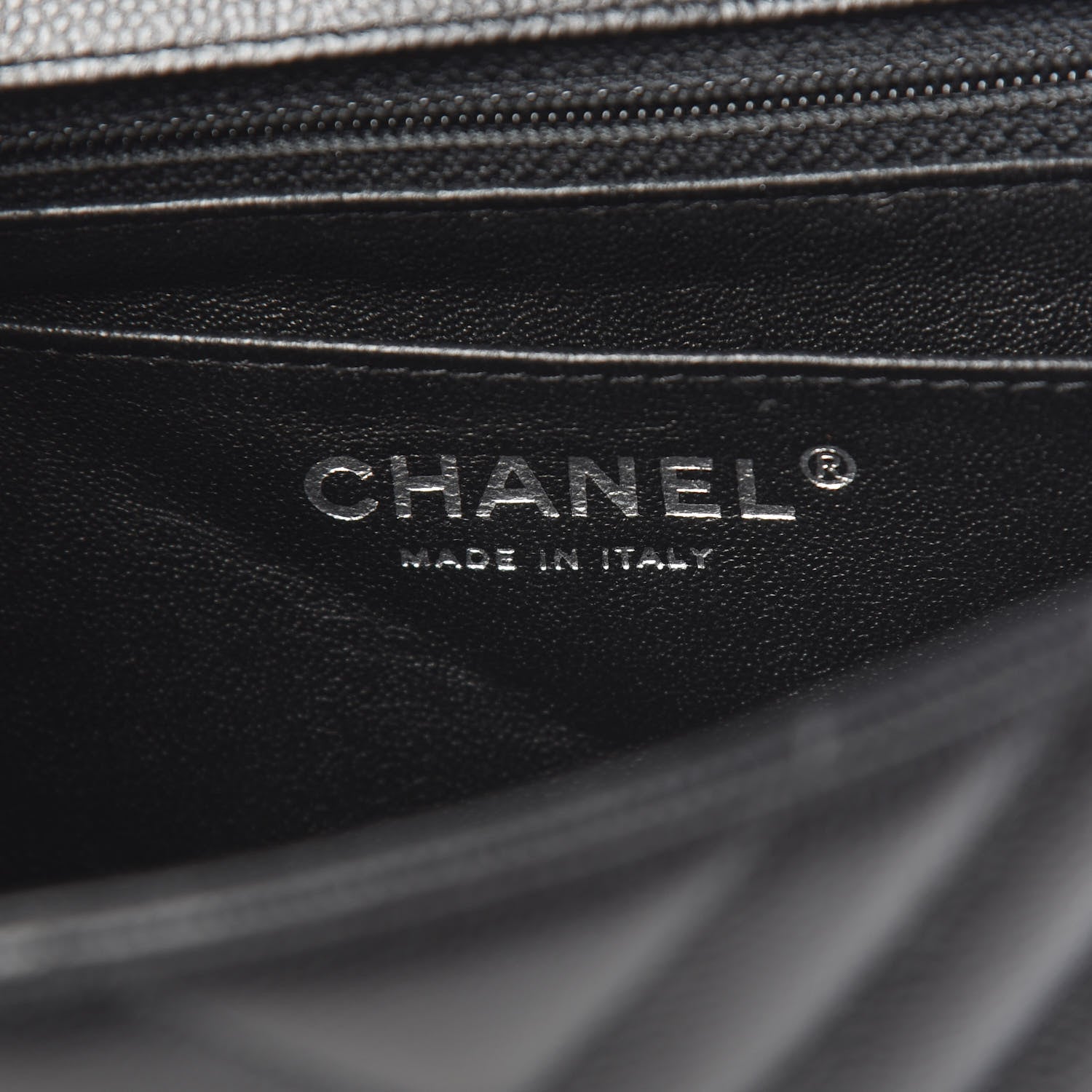 Chanel Caviar Chevron Quilted Mini Square Flap Black 5 of 9
