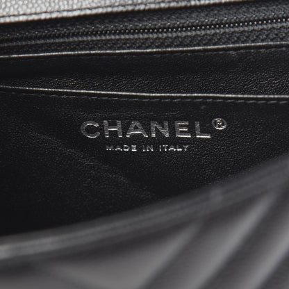 Chanel Caviar Chevron Quilted Mini Square Flap Black 5 of 9