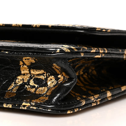 Chanel Calfskin Crocodile Embossed Graffiti 2.55 Cocodile Reissue Wallet On Chain WOC Black Gold 11 of 11