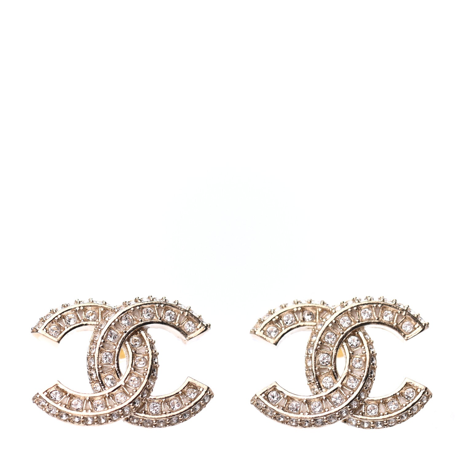 Chanel Crystal Timeless CC Earrings Light Gold 1 of 4