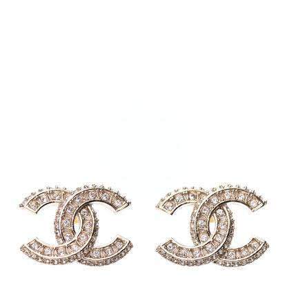 Chanel Crystal Timeless CC Earrings Light Gold 1 of 4