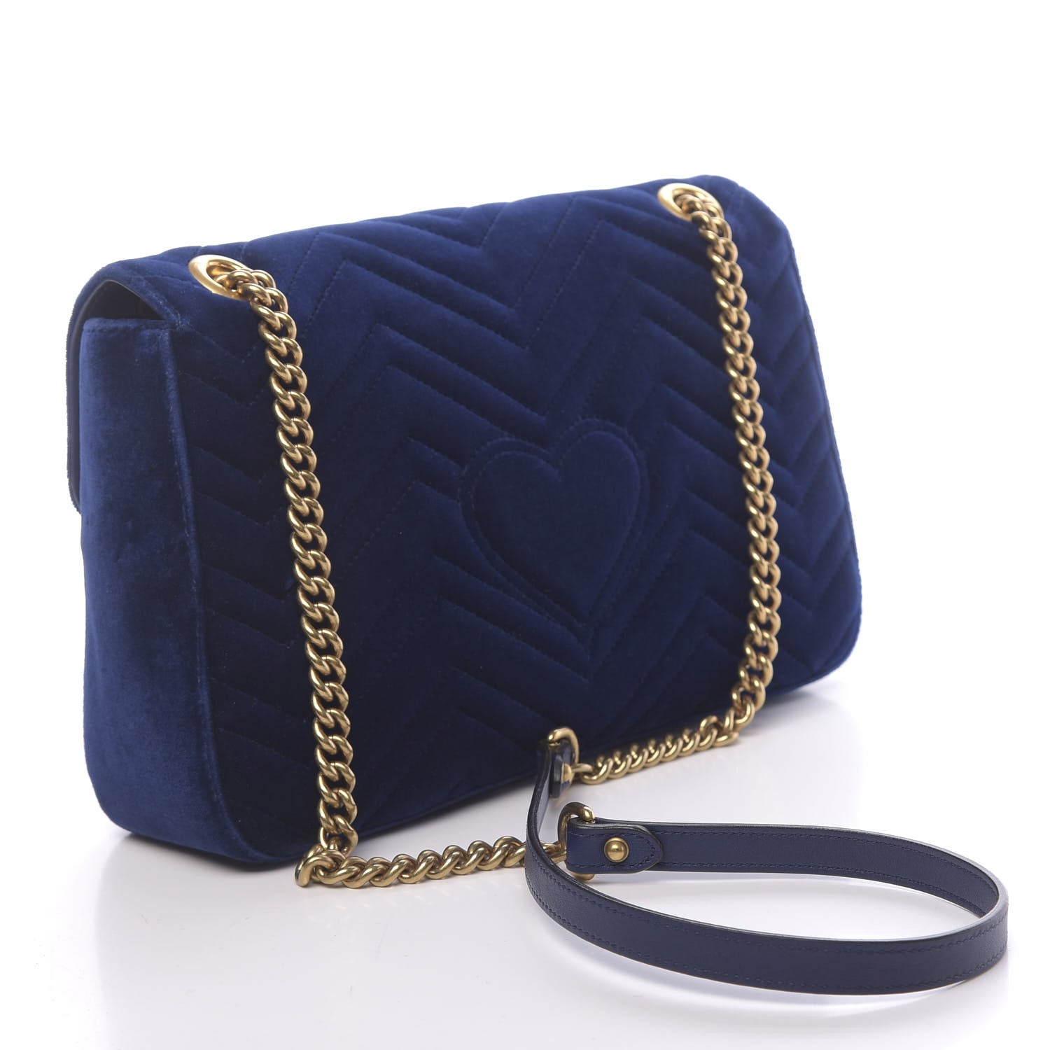 Gucci Velvet Matelasse Medium GG Marmont Shoulder Bag Cobalt Blue 3 of 13
