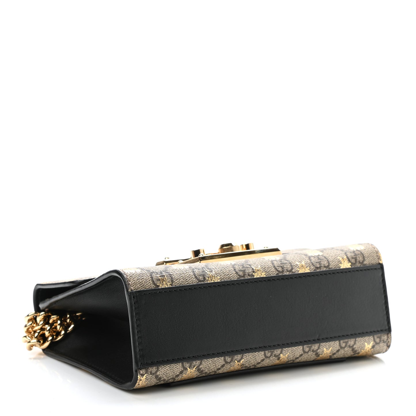 GG Supreme Monogram Bees Small Padlock Shoulder Bag Black